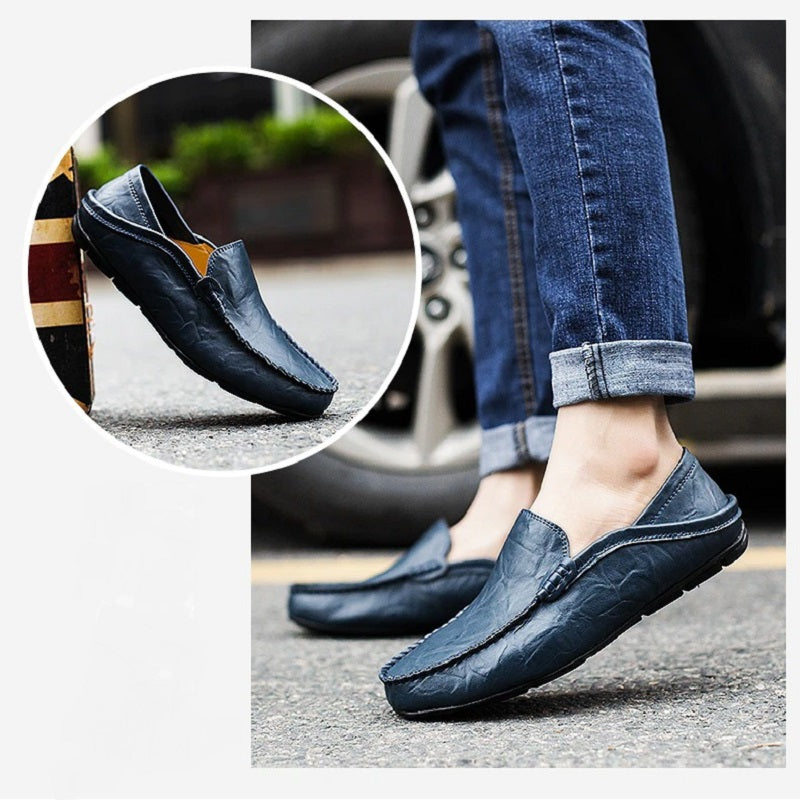 Men's Genuine Leather Loafers. Handmade Driving Shoes - Slip-on Moccasins - M3