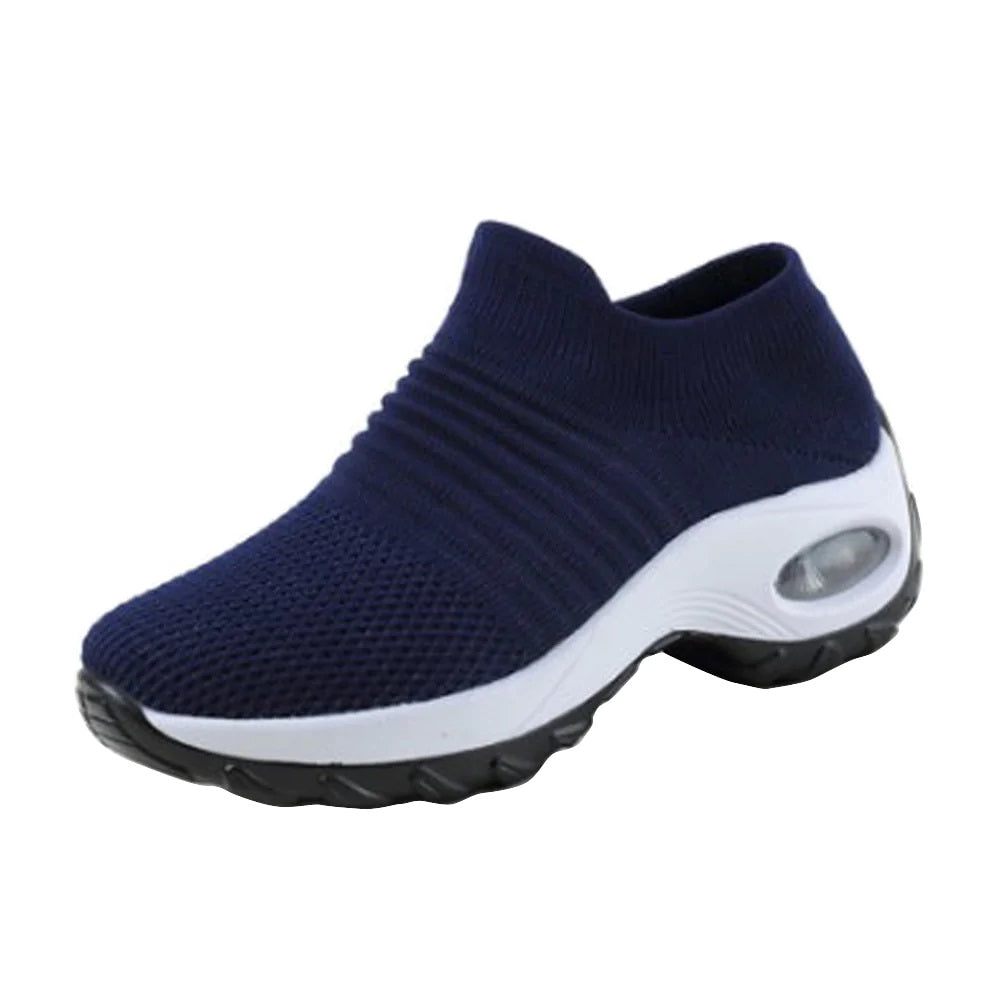 Women Slip-on Sneakers. Breathable, Mesh, Casual, Platform Shoes