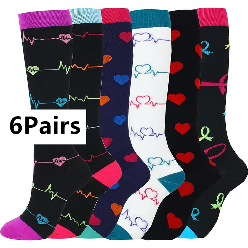 Men's Leg Support Compression Sport Socks, Knee High Running Stretch Stocking