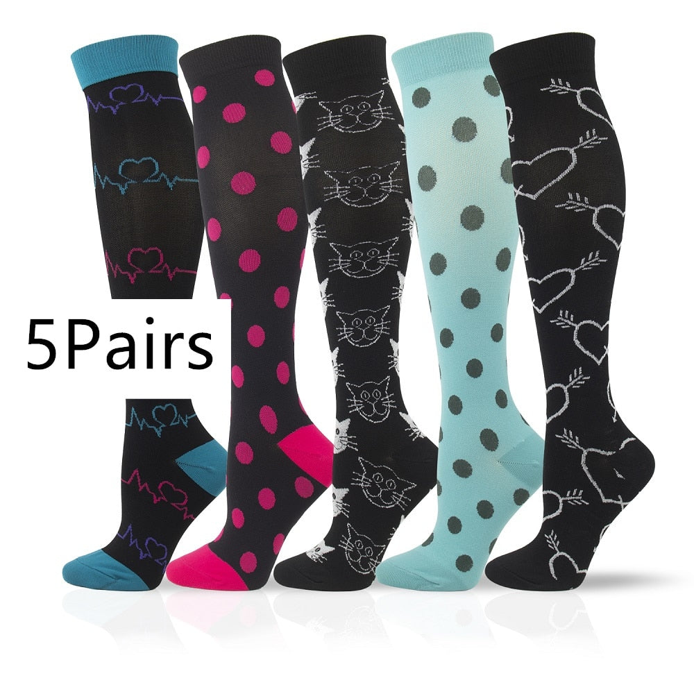 Men's Leg Support Compression Sport Socks, Knee High Running Stretch Stocking