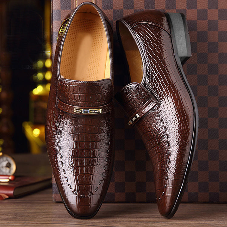 Crocodile Pattern Leather Shoes for Men - Classic Italian Slip-on Dress Shoes