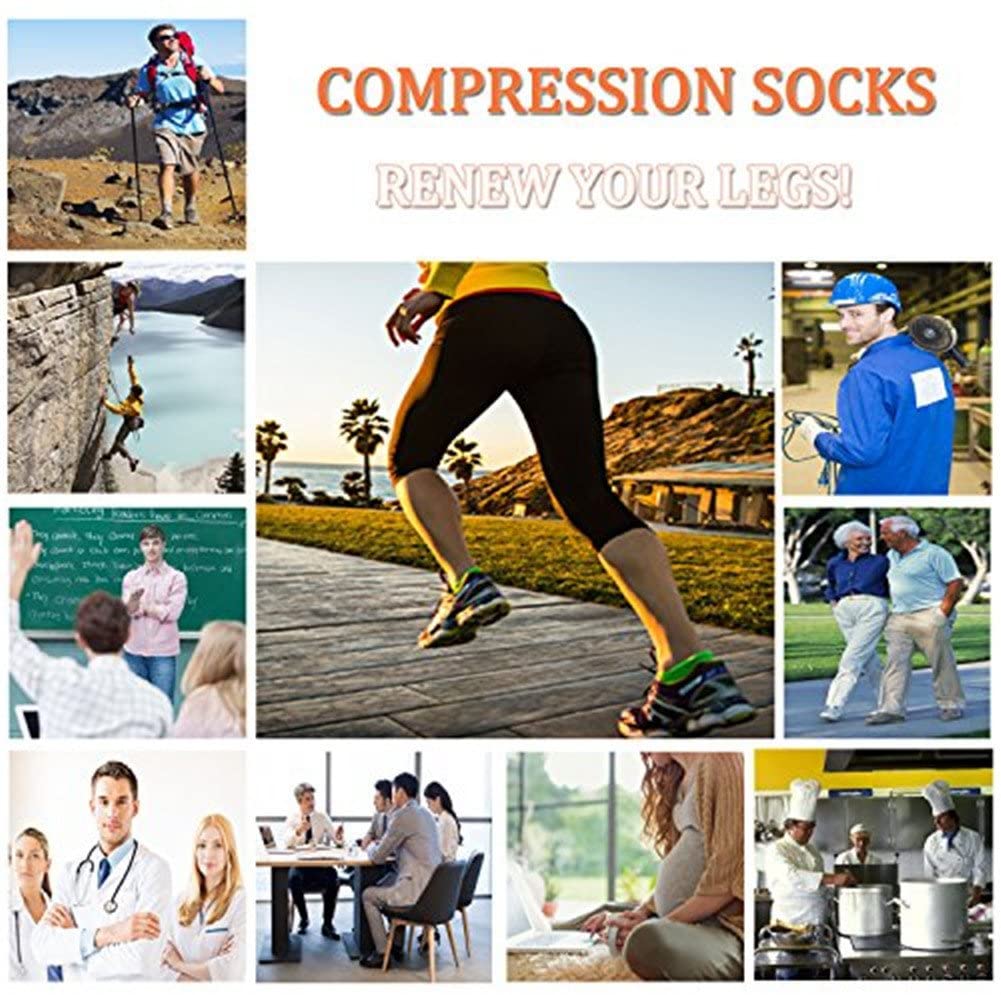 Compression Socks 20-30mmHg for Men and Women Running Support Socks, 3/6/7 Pairs