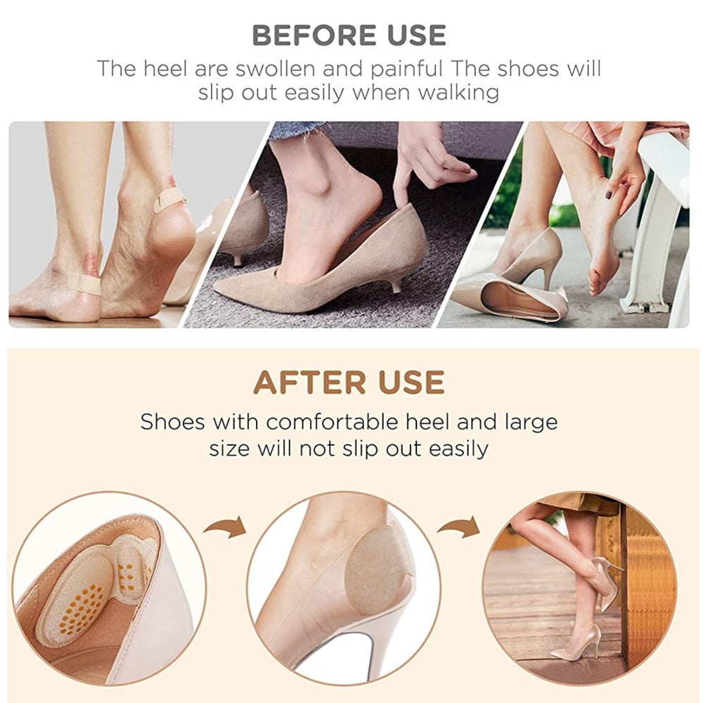 Self-Adhesive Stylish Silicone Heel Protection Pads for Women Shoes