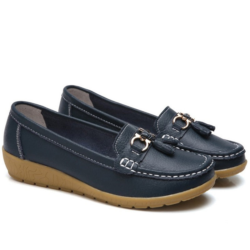 Casual Split Leather Loafer Women Shoes