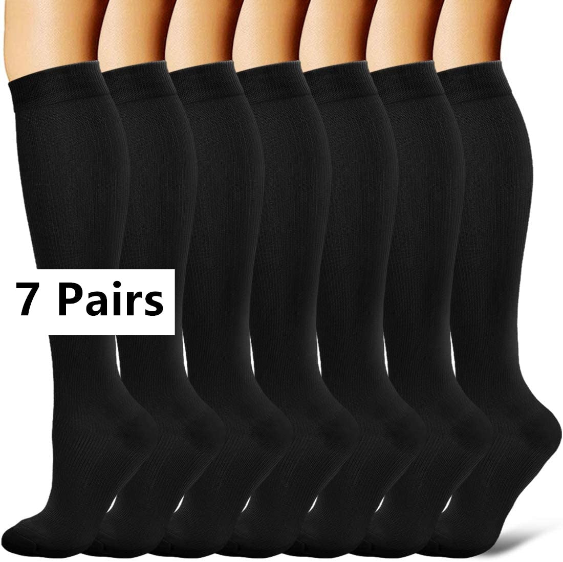 Men's Leg Support Compression Sport Socks, Knee High Running Stretch Stocking