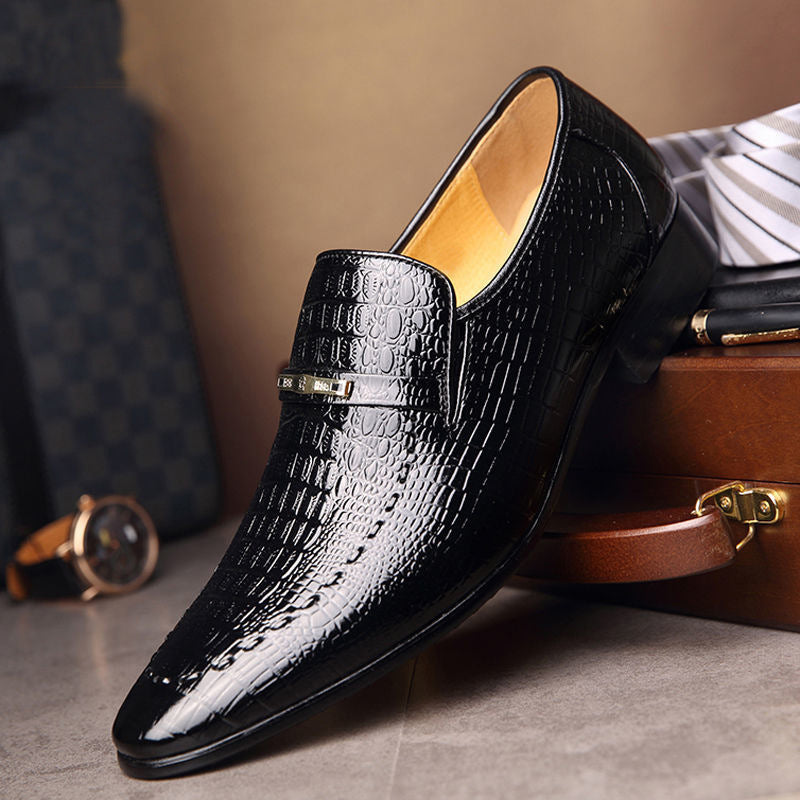 Crocodile Pattern Leather Shoes for Men - Classic Italian Slip-on Dress Shoes