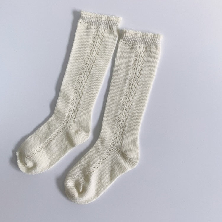 Kids Knee High Socks Cotton Mesh Breathable Soft Long Socks
