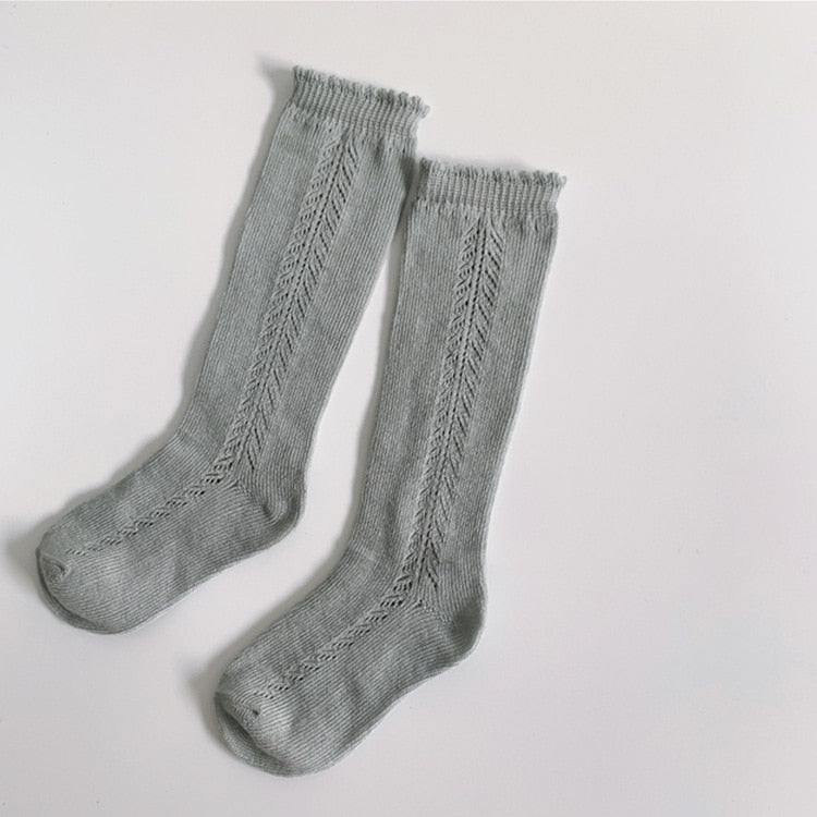 Kids Knee High Socks Cotton Mesh Breathable Soft Long Socks