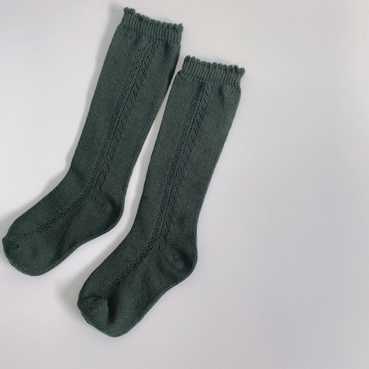 Kids Knee High Socks Cotton Mesh Breathable Soft Long Socks