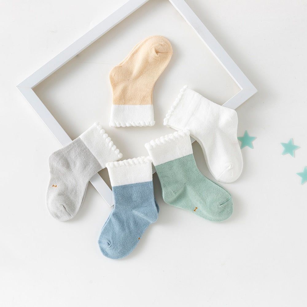 5 Pairs Cotton Newborn Baby Socks Soft Mesh Infant Baby Summer Socks