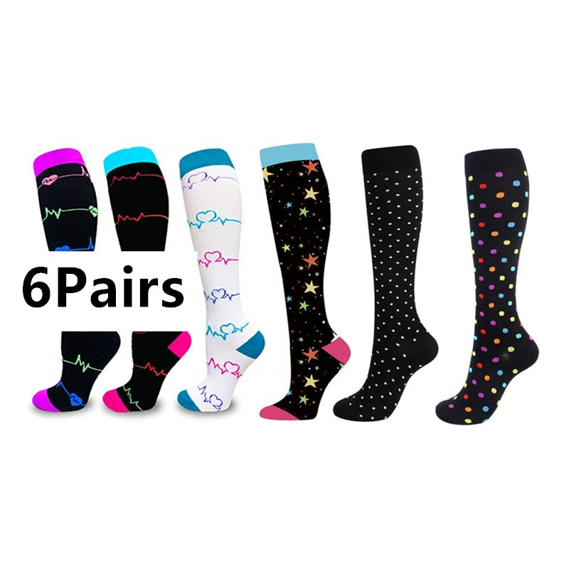 Men's Leg Support Compression Sport Socks, Knee High Running Stretch Stocking