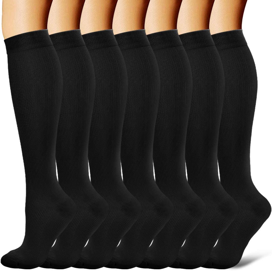 Compression Socks 20-30mmHg for Men and Women Running Support Socks, 3/6/7 Pairs