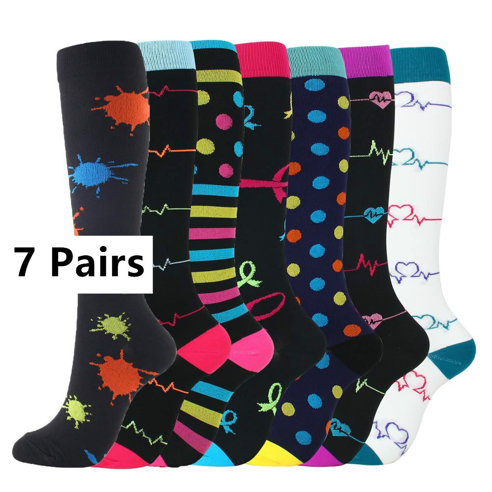 Men's Leg Support Compression Sport Socks, Knee High Running Stretch Stocking