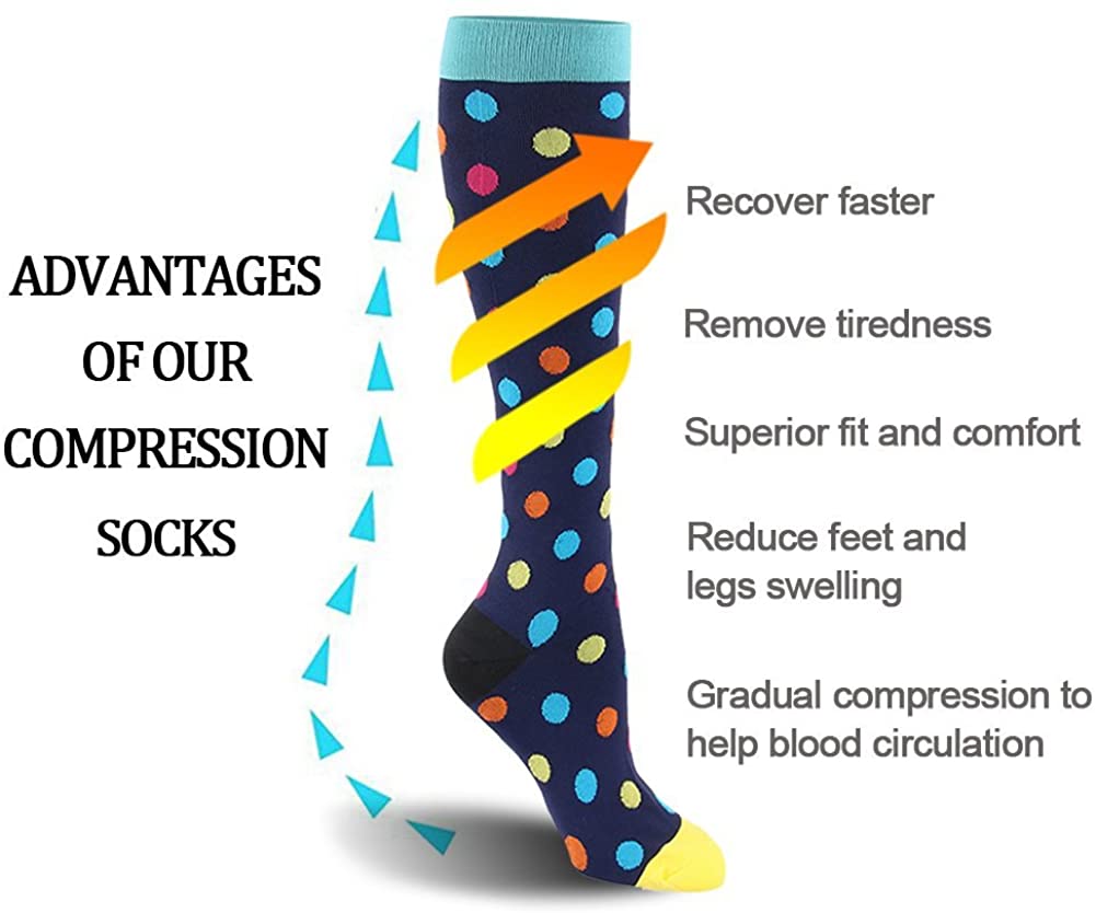 Men's Leg Support Compression Sport Socks, Knee High Running Stretch Stocking