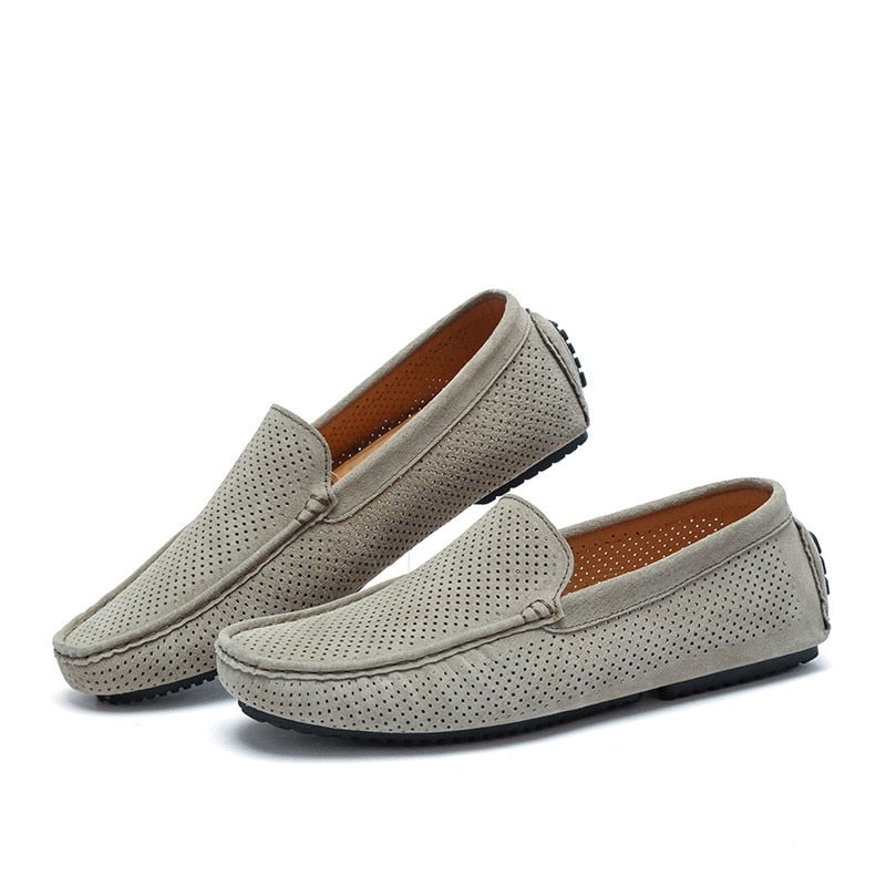 Men's Loafers - Genuine Leather, Breathable, Suede Moccasins - M4