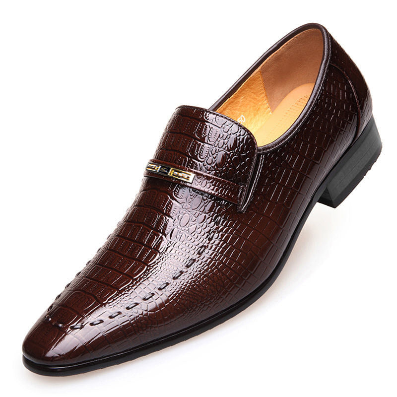 Crocodile Pattern Leather Shoes for Men - Classic Italian Slip-on Dress Shoes