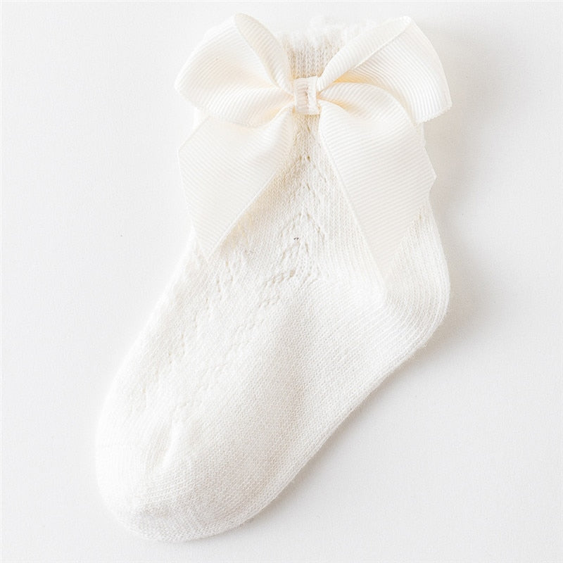 Elegance Baby Bow Knee High Long Sock Soft Cotton Mesh Spanish Style Toddler Socks