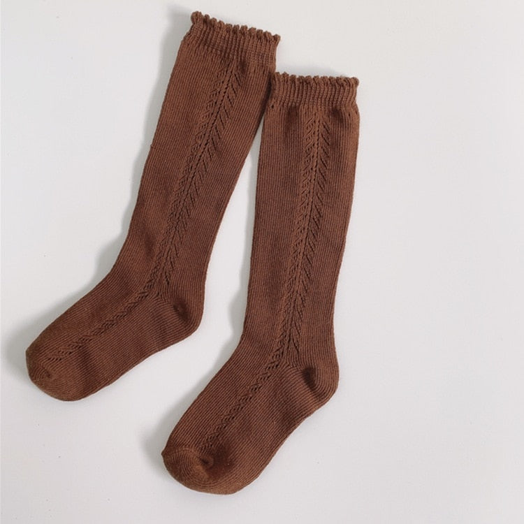 Kids Knee High Socks Cotton Mesh Breathable Soft Long Socks