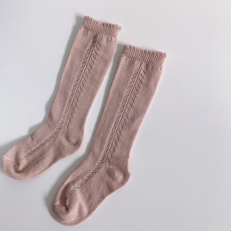 Kids Knee High Socks Cotton Mesh Breathable Soft Long Socks