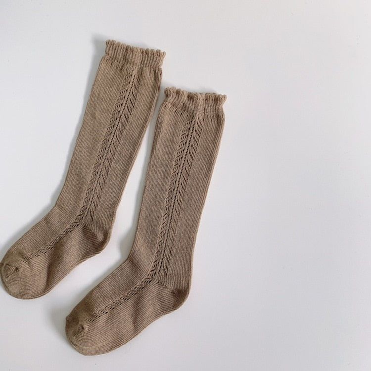 Kids Knee High Socks Cotton Mesh Breathable Soft Long Socks