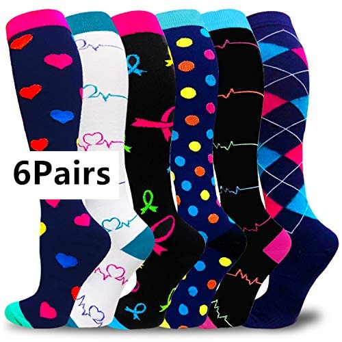Men's Leg Support Compression Sport Socks, Knee High Running Stretch Stocking