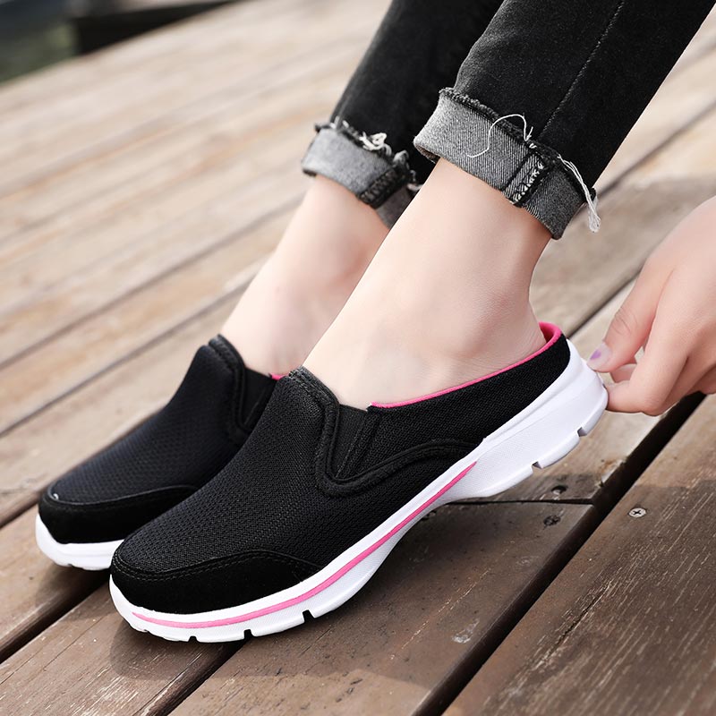 Women Mesh Half-Sneakers - Lightweight Slip-on