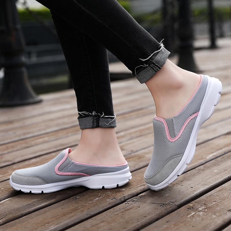 Women Mesh Half-Sneakers - Lightweight Slip-on