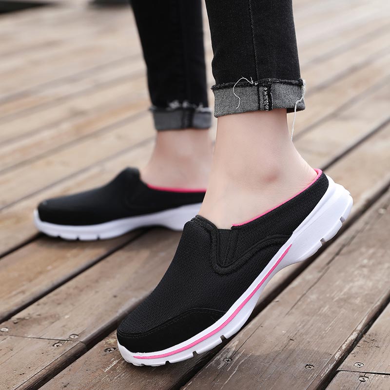 Women Mesh Half-Sneakers - Lightweight Slip-on