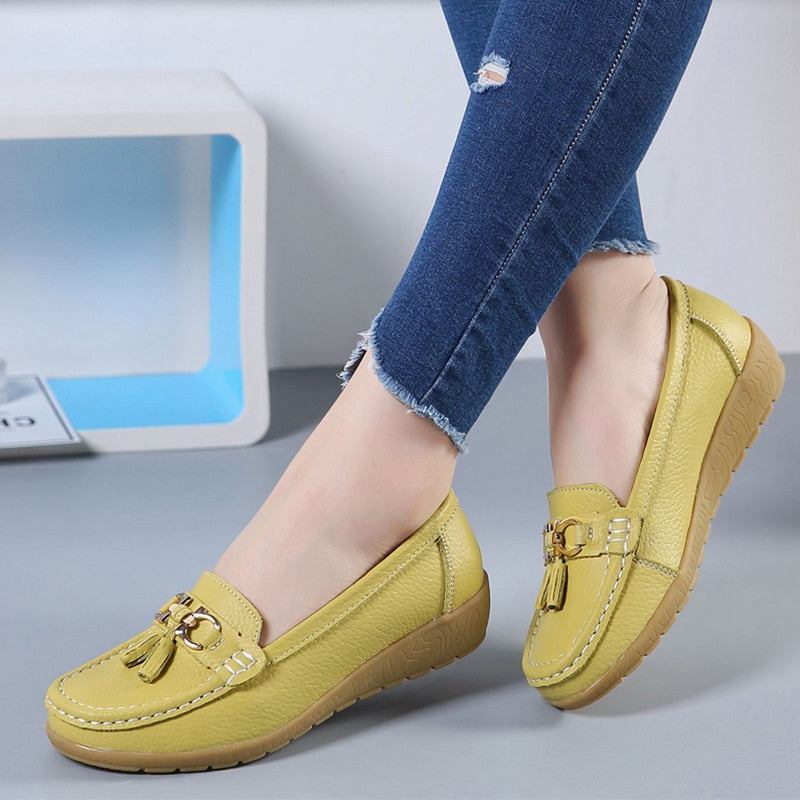 Casual Split Leather Loafer Women Shoes