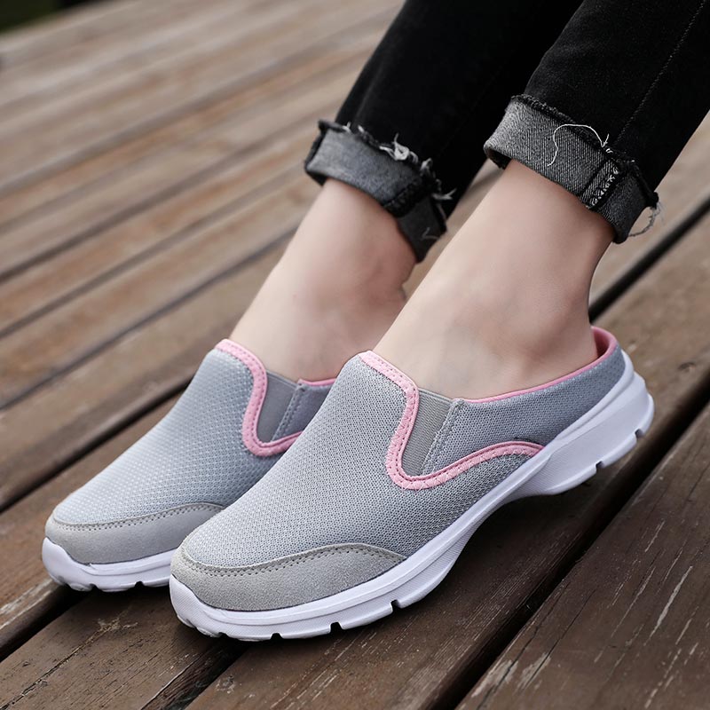Women Mesh Half-Sneakers - Lightweight Slip-on