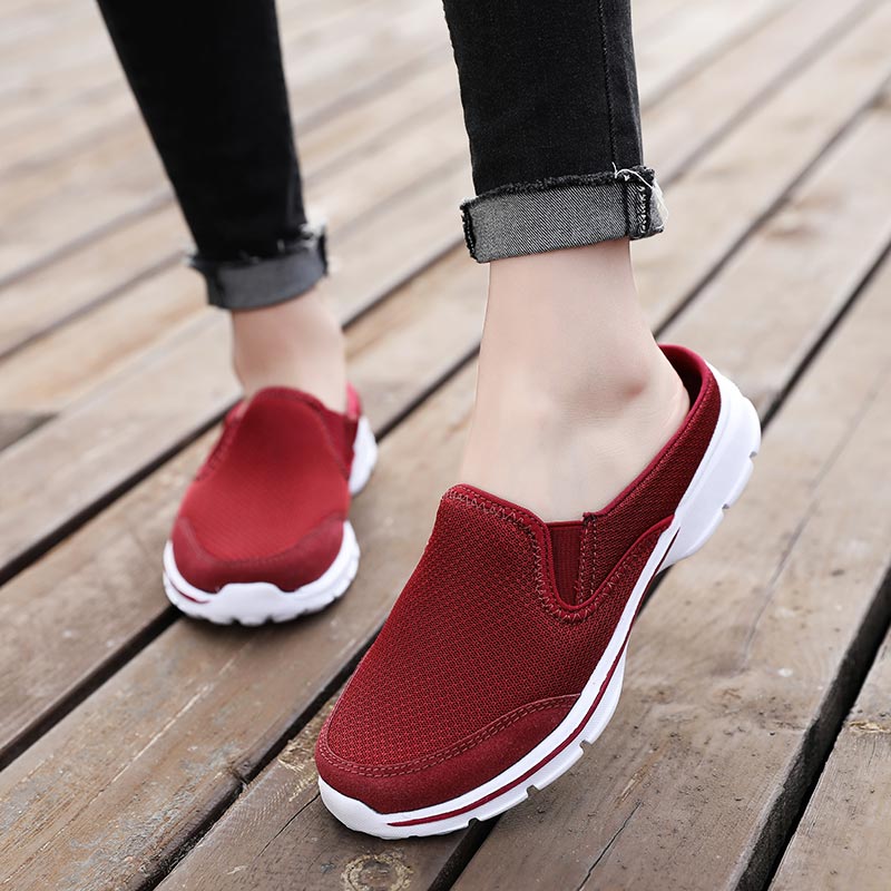 Women Mesh Half-Sneakers - Lightweight Slip-on