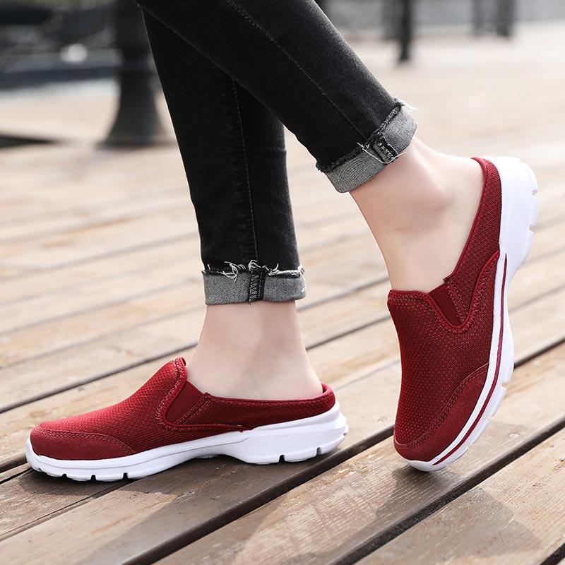 Women Mesh Half-Sneakers - Lightweight Slip-on
