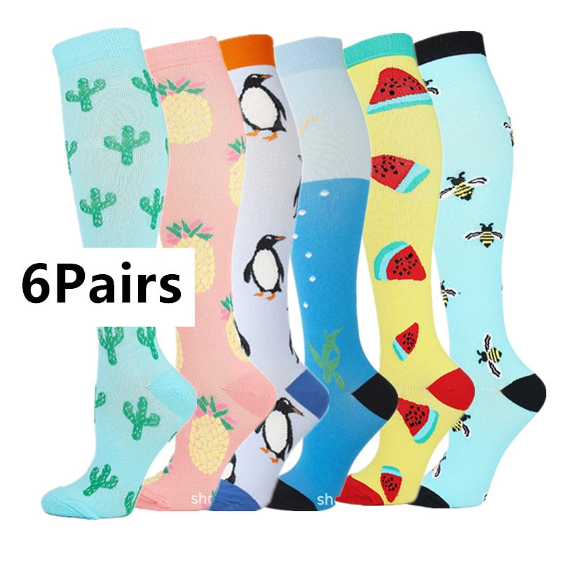 Men's Leg Support Compression Sport Socks, Knee High Running Stretch Stocking