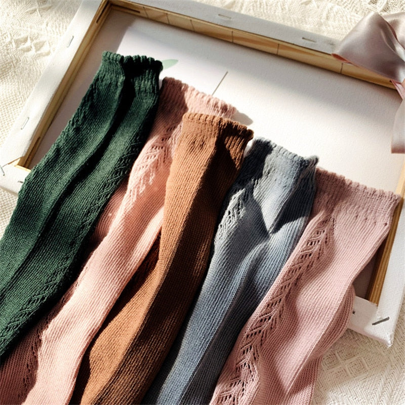 Kids Knee High Socks Cotton Mesh Breathable Soft Long Socks