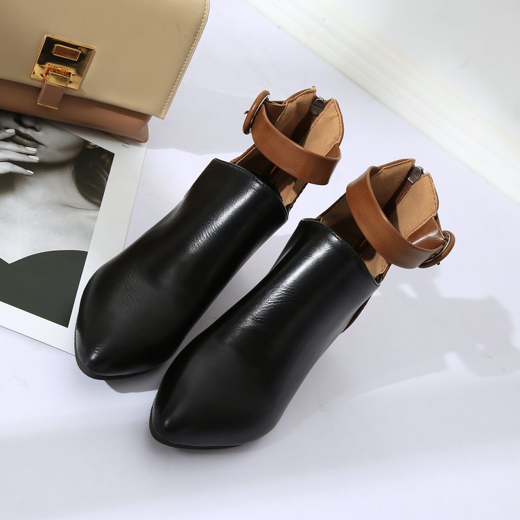 Women High Heel Dress Shoes - Leather Ankle Booties