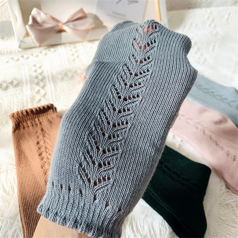 Kids Knee High Socks Cotton Mesh Breathable Soft Long Socks