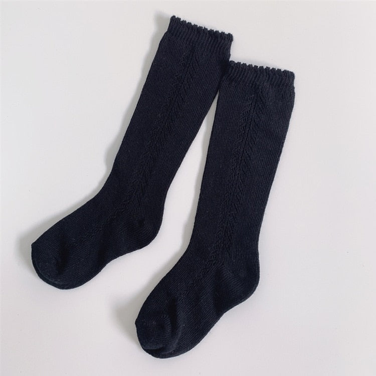 Kids Knee High Socks Cotton Mesh Breathable Soft Long Socks