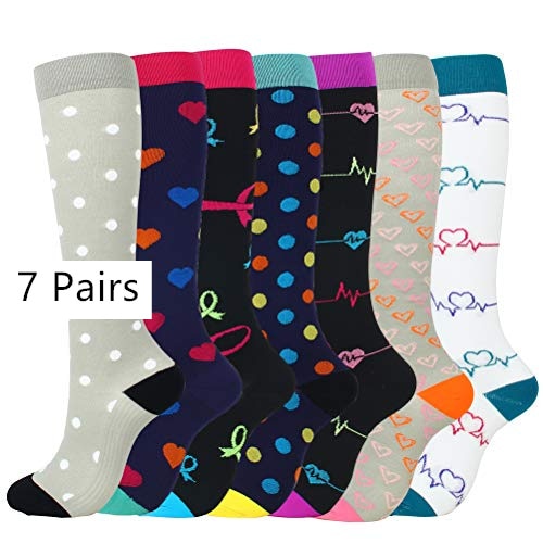 Men's Leg Support Compression Sport Socks, Knee High Running Stretch Stocking