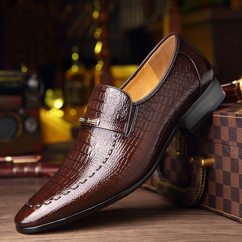 Crocodile Pattern Leather Shoes for Men - Classic Italian Slip-on Dress Shoes