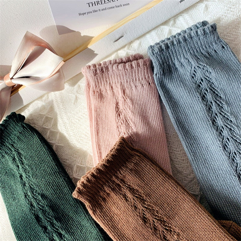 Kids Knee High Socks Cotton Mesh Breathable Soft Long Socks