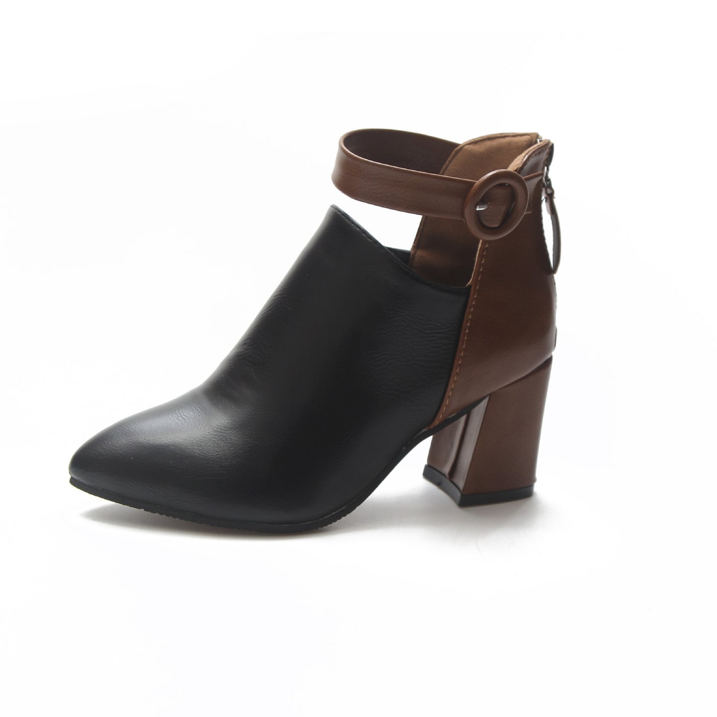 Women High Heel Dress Shoes - Leather Ankle Booties