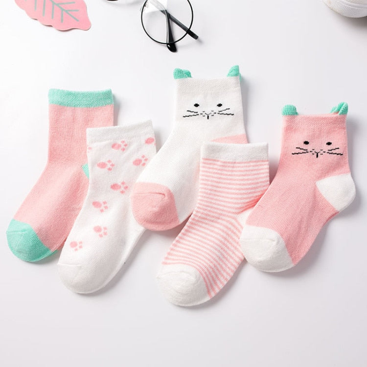 5 Pairs Baby Socks Newborn Cotton Colorful Prints Design Shorty Socks, Unisex