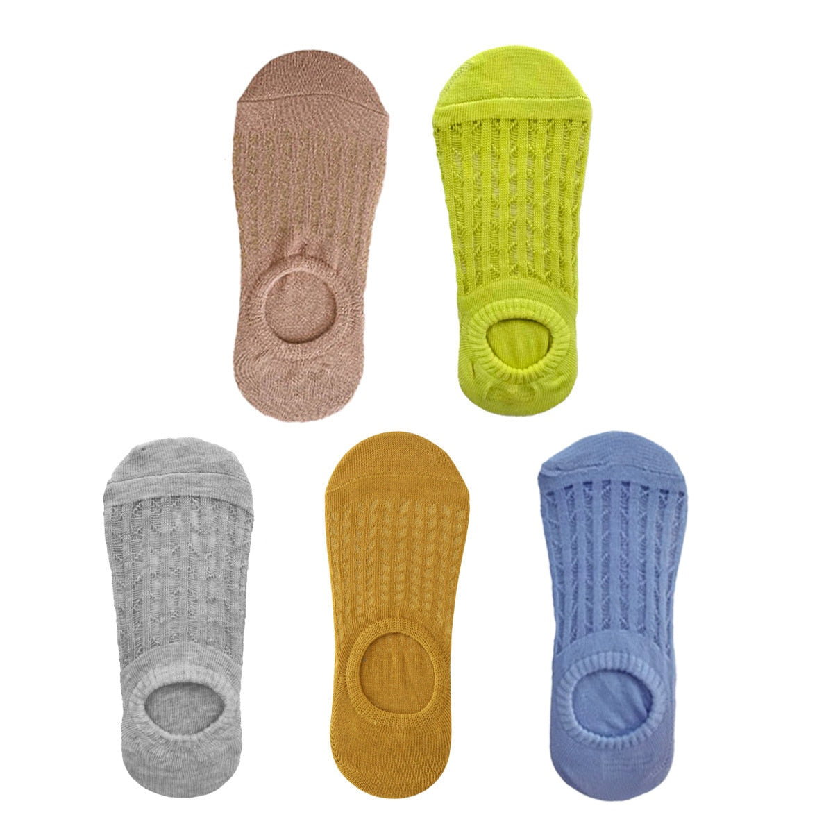 5 Pairs Women Non-Slip Invisible Cotton Sports Boat Socks, Ankle Low Invisible No Show Socks