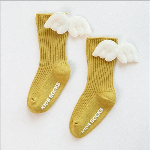Baby Girls Soft Ruffle Angel Wing Cotton Socks Knee High Leg Warmers Socks