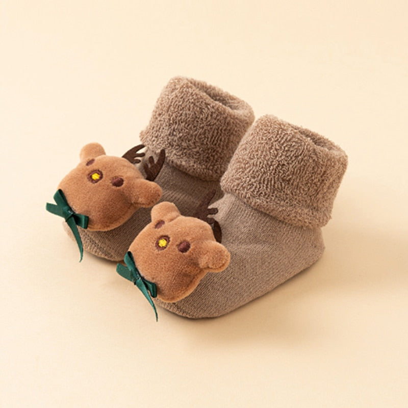 Children's Christmas Cartoon Toddler Soft Non-Slip Socks, Snug Fit Cotton Baby Unisex Socks