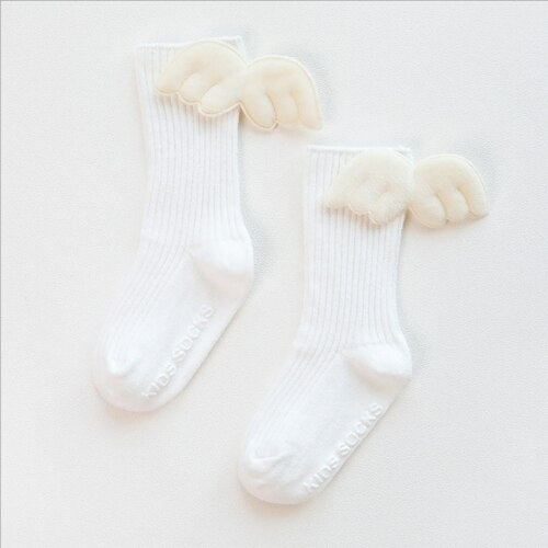 Baby Girls Soft Ruffle Angel Wing Cotton Socks Knee High Leg Warmers Socks