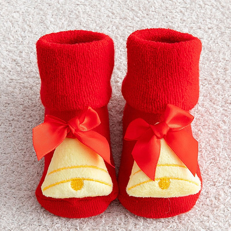 Children's Christmas Cartoon Toddler Soft Non-Slip Socks, Snug Fit Cotton Baby Unisex Socks