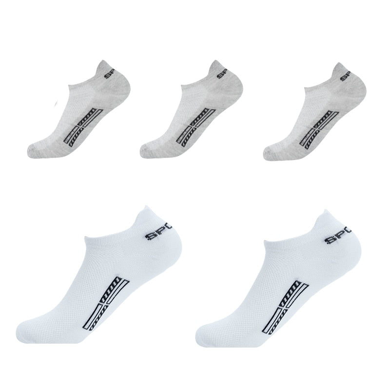 Summer Men's Ankle Socks Athletic Low Cut Breathable - Plus Size, 5 Pairs