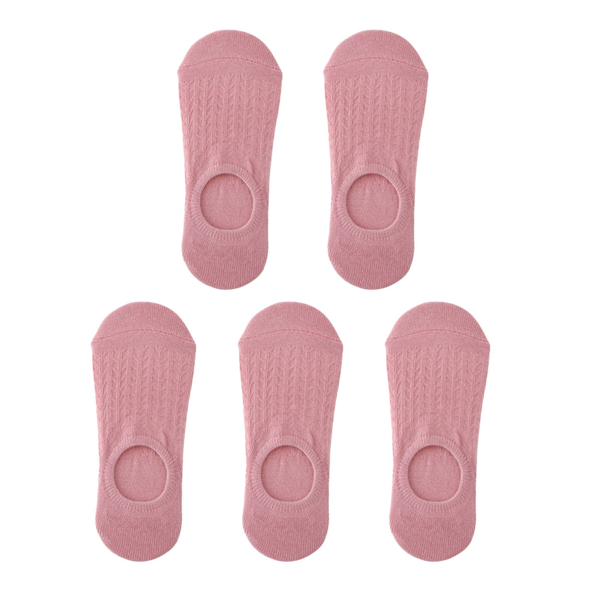 5 Pairs Women Non-Slip Invisible Cotton Sports Boat Socks, Ankle Low Invisible No Show Socks
