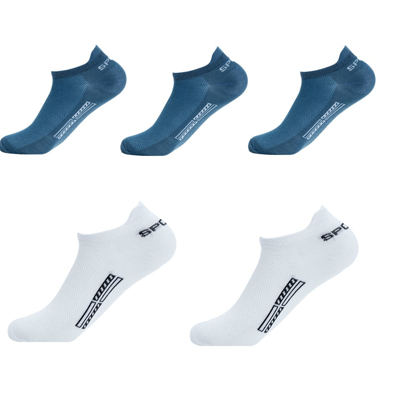 Summer Men's Ankle Socks Athletic Low Cut Breathable - Plus Size, 5 Pairs